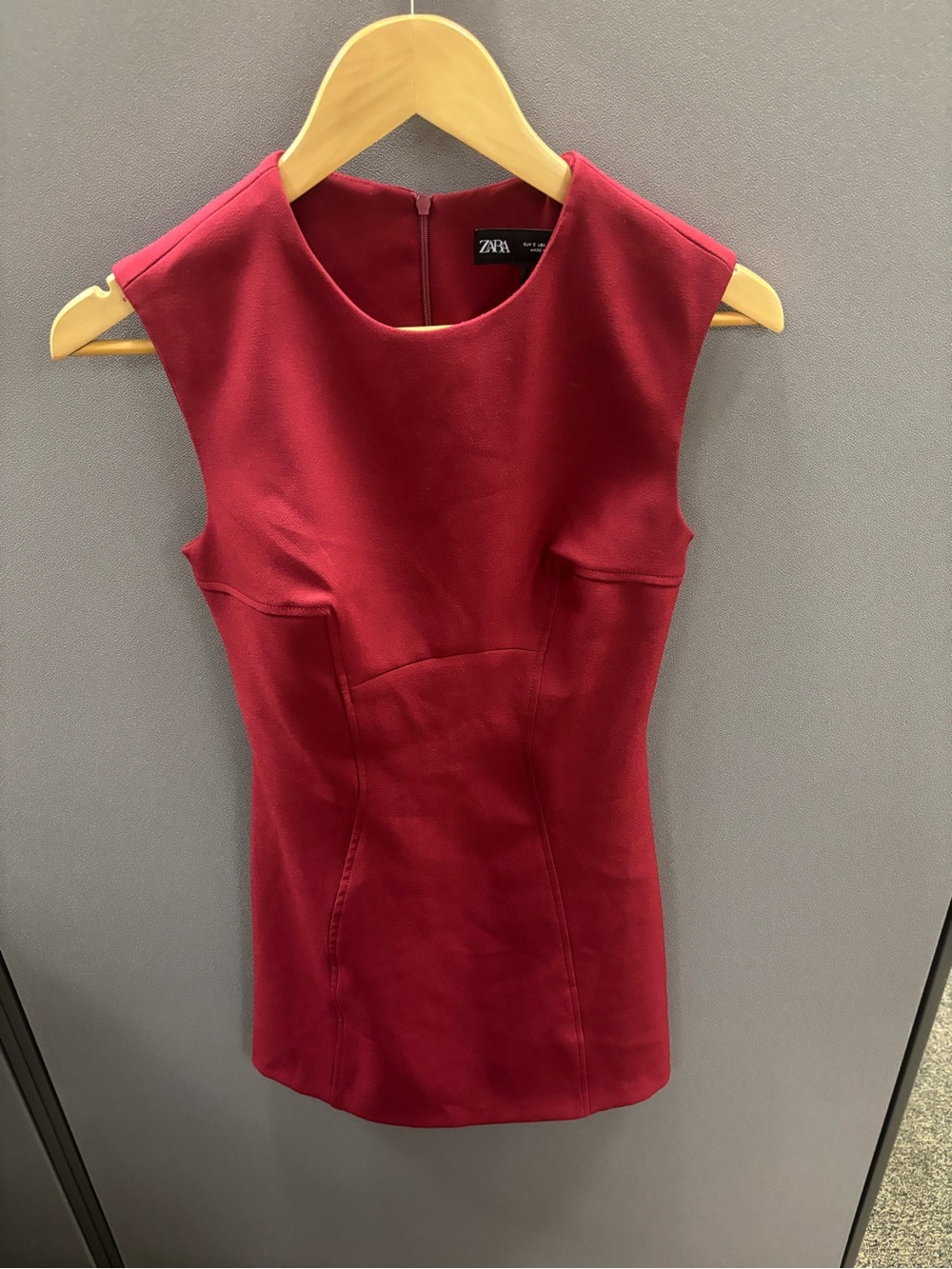 Zara Deep Red Sleeveless Mini Dress